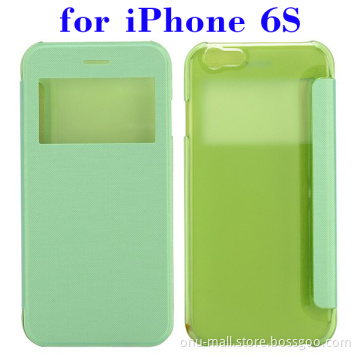 Brand new Transparent Hard Back Cover with Leather mobile phone cover for iPhone 6s